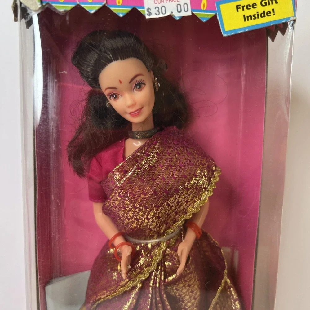 1993 Barbie in India Purple Gold Sari Mattel India NIB Vintage Box Damage